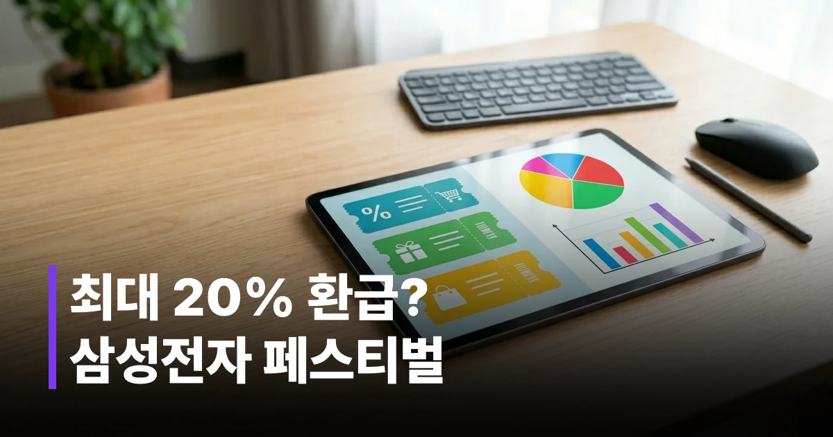 태블릿 화면에 온누리상품권 혜택과 차트가 표시된 썸네일 이미지