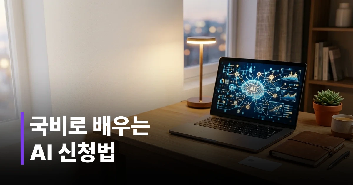 국민내일배움카드와 노트북이 놓인 책상 썸네일 이미지