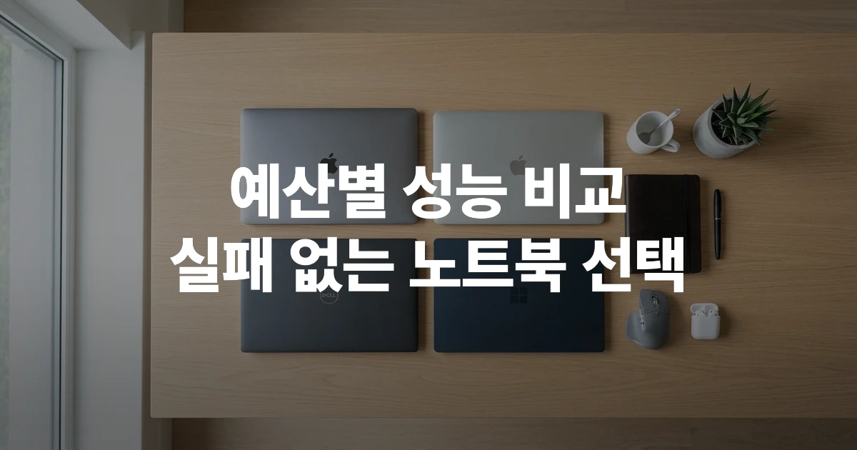 다양한 가격대의 고성능 노트북들이 깔끔하게 배치되어 있는 모습