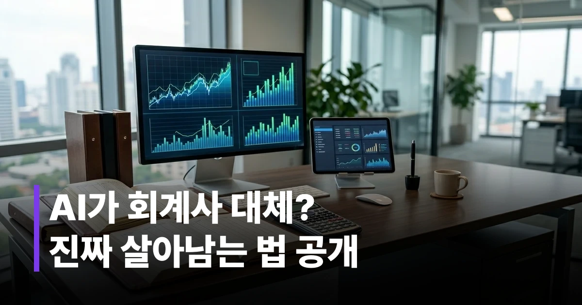 인공지능 회계 솔루션이 가동 중인 모니터와 계산기