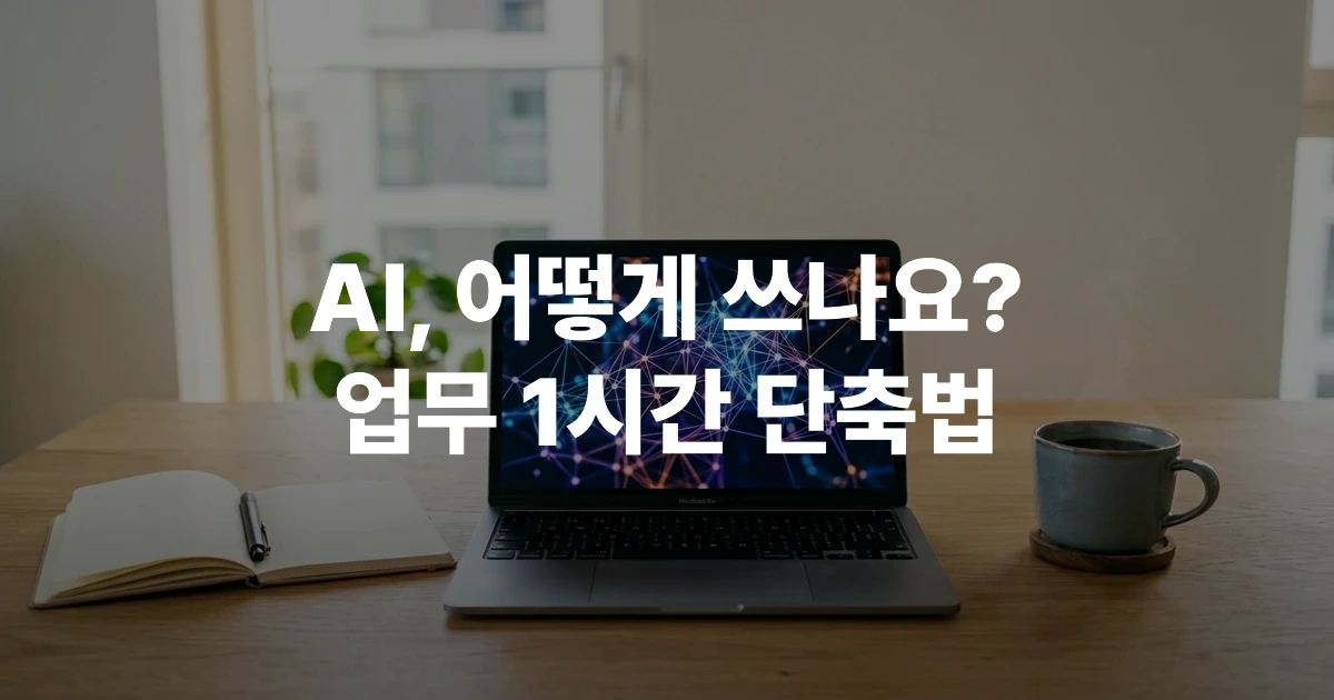 생성형 AI를 활용하여 업무를 처리하는 사무실 책상 위 노트북 화면