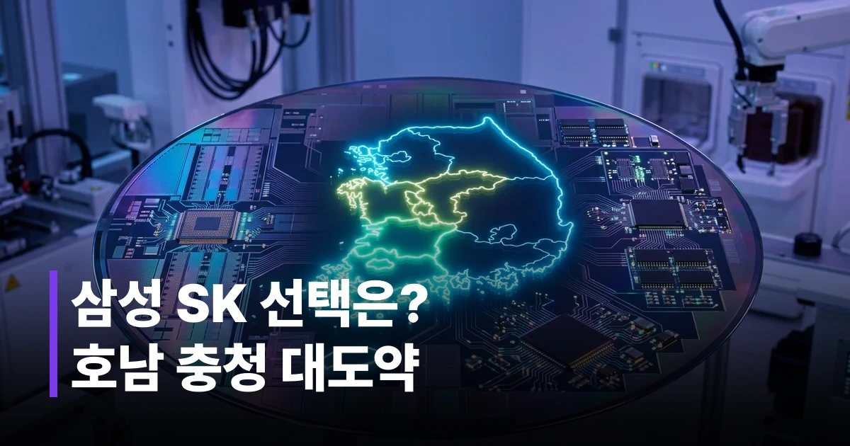 삼성 SK AI 반도체 투자 지역 지도 및 웨이퍼 썸네일 이미지
