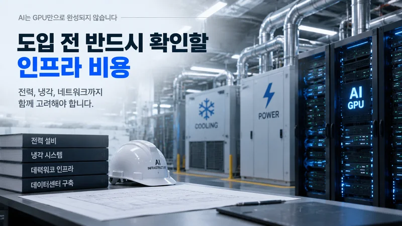 AI 인프라 구축을 위해 GPU뿐 아니라 전력과 냉각 시스템 비용까지 고려해야 하는 데이터센터 환경 이미지
