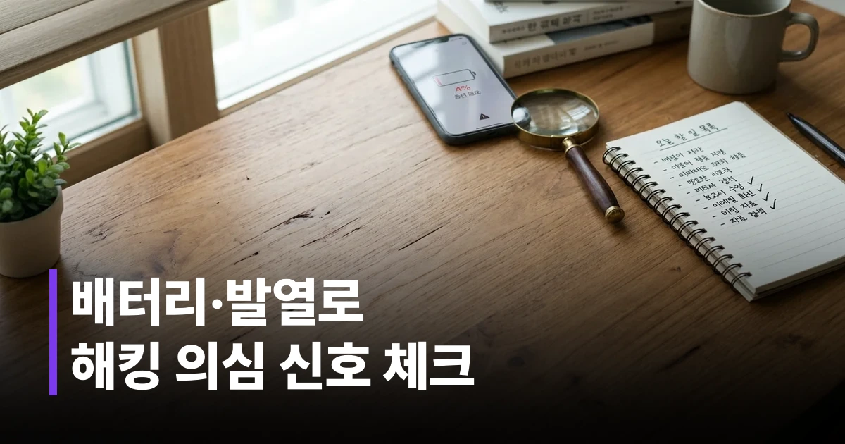 스마트폰 화면과 보안 경고 아이콘이 함께 있는 모습