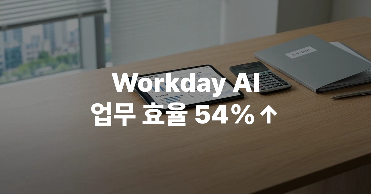 Workday AI 에이전트 도입을 위한 태블릿과 사무용품이 놓인 현대적인 한국 사무실 책상