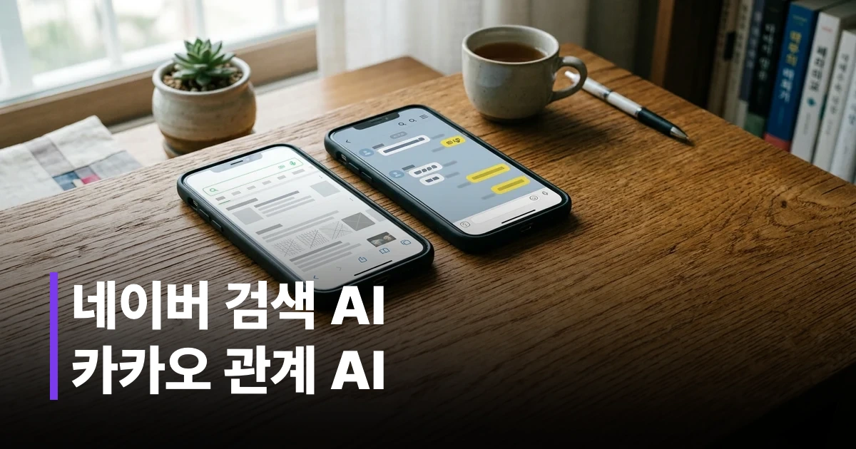 네이버와 카카오의 AI 전략 비교 인포그래픽 콘셉트
