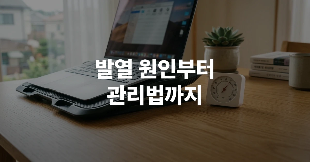책상 위에 놓인 노트북과 쿨링패드, 통풍구 주변 여유 공간을 보여주는 장면