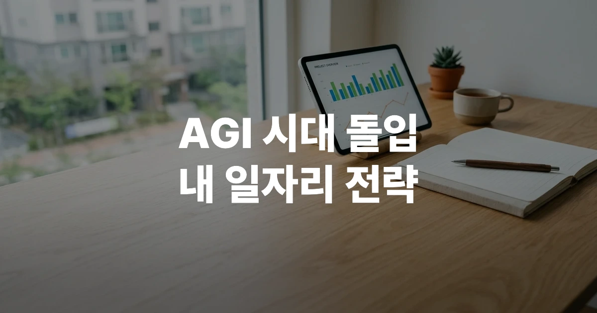 AGI 시대를 다루는 노트북과 차트가 띄워진 태블릿 PC의 배치 모습