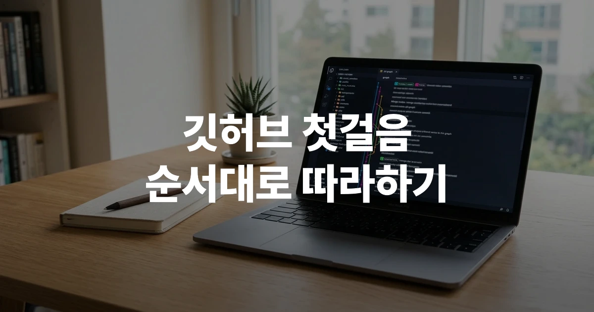 노트북 화면에 깃허브 저장소와 커밋 히스토리가 표시된 모습