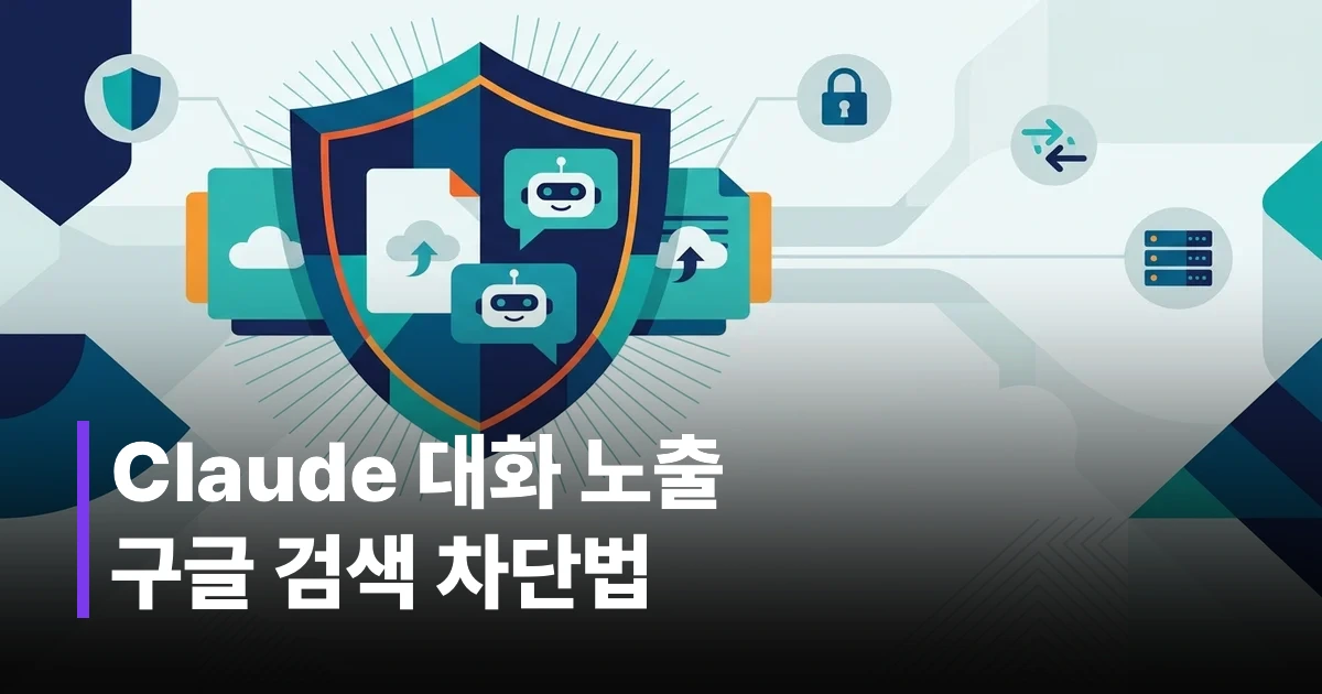 Claude 채팅 구글 검색 노출 원인 및 구글 드라이브 연동 보안 구조 일러스트