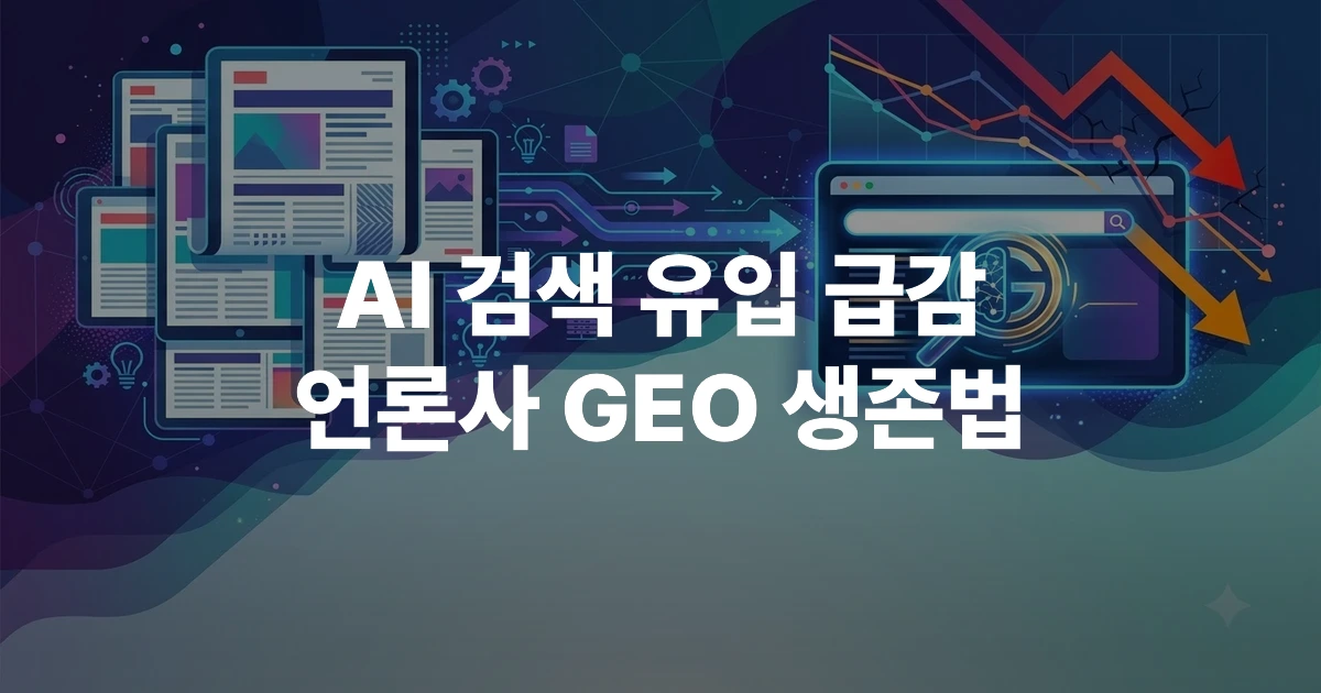 AI 검색 엔진과 언론사 웹사이트 트래픽 감소 관계 일러스트