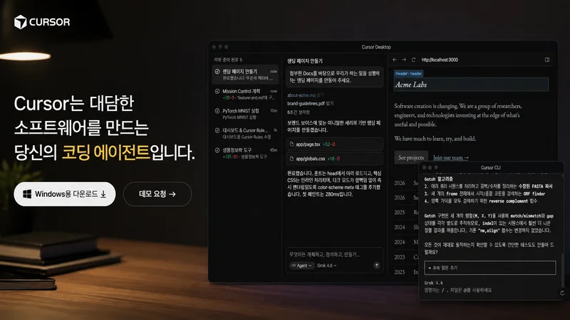 발광하는 기계식 키보드와 단축키 아이콘이 표시된 책상 매트가 함께 놓여 있는 모습