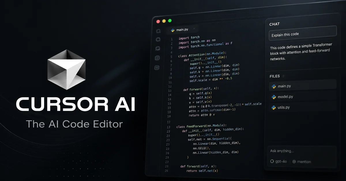 Cursor AI 개발 환경의 핵심 단축키와 프롬프트 인터페이스를 시각화한 일러스트