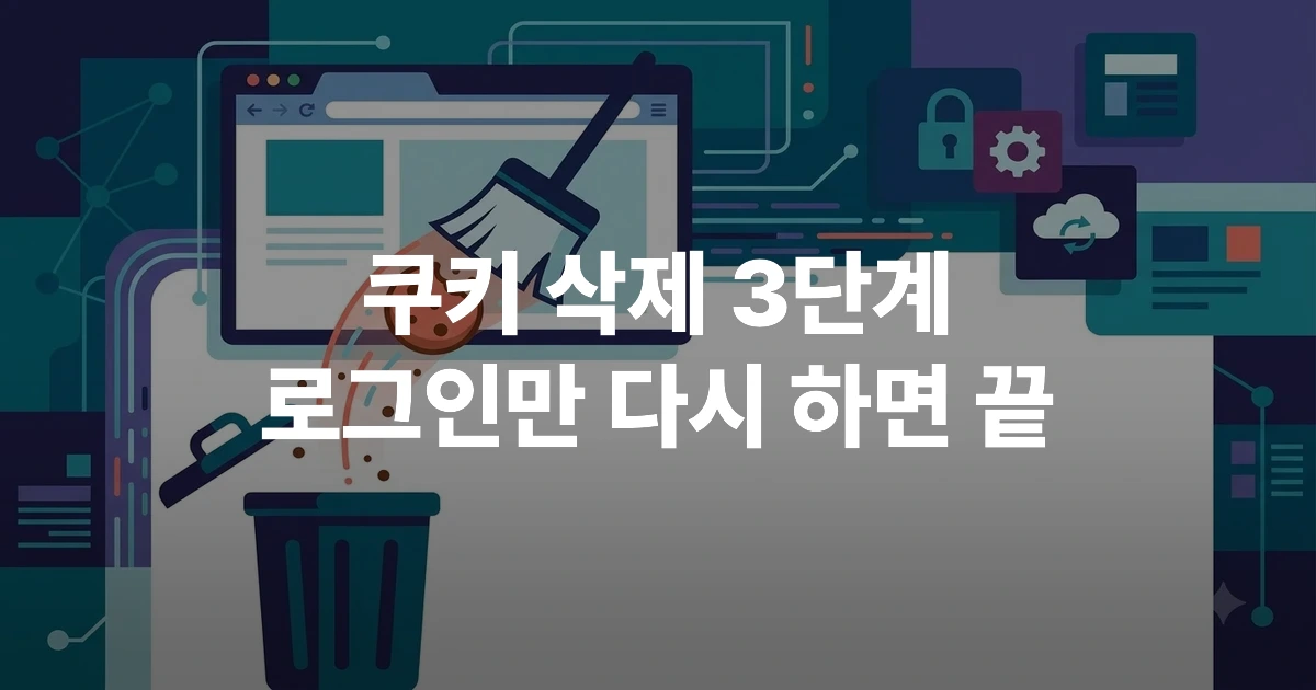 브라우저 쿠키 삭제 개념을 보여주는 플랫 일러스트
