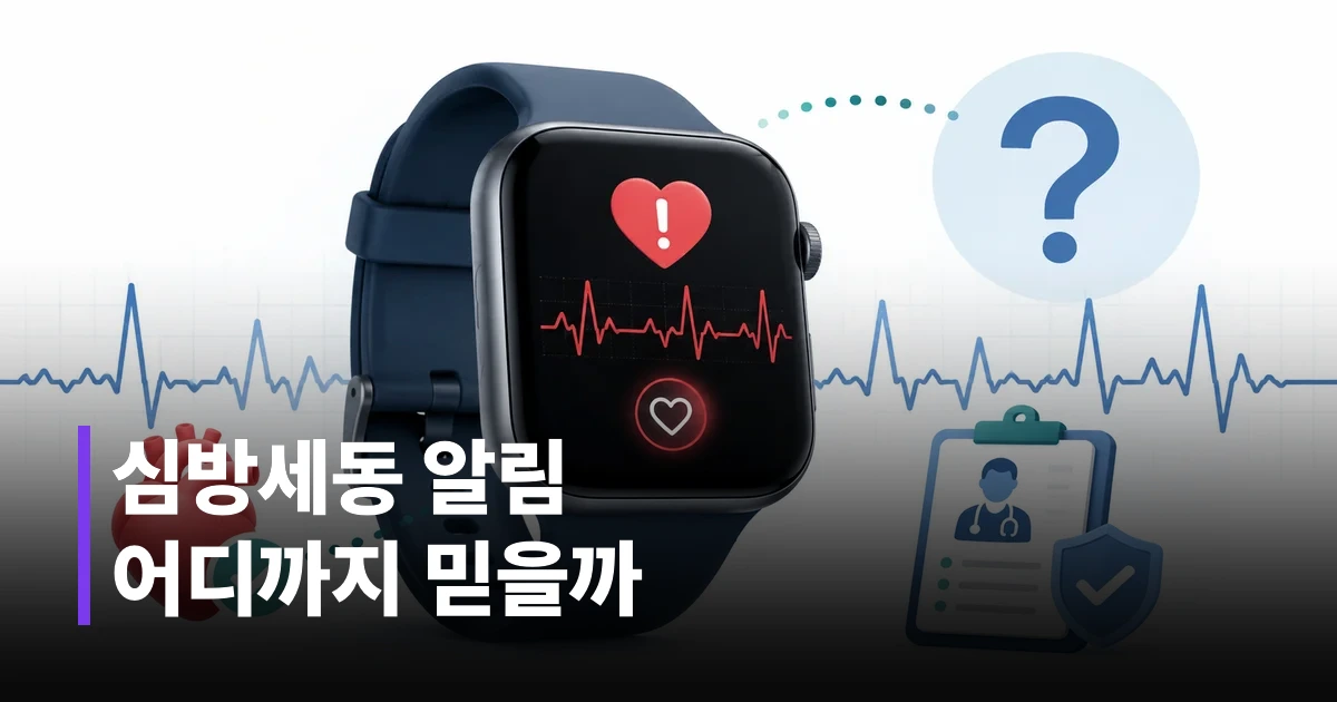 스마트워치 심방세동 알림과 심전도 신뢰도를 표현한 이미지