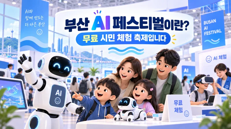 부산 AI 페스티벌 체험존에서 시민과 학생들이 로봇과 AI 기술을 직접 체험하는 모습