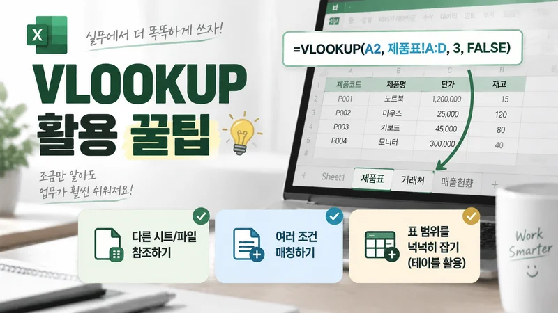 VLOOKUP을 활용해 다른 시트 참조와 데이터 매칭을 효율적으로 관리하는 실무 활용 팁 이미지