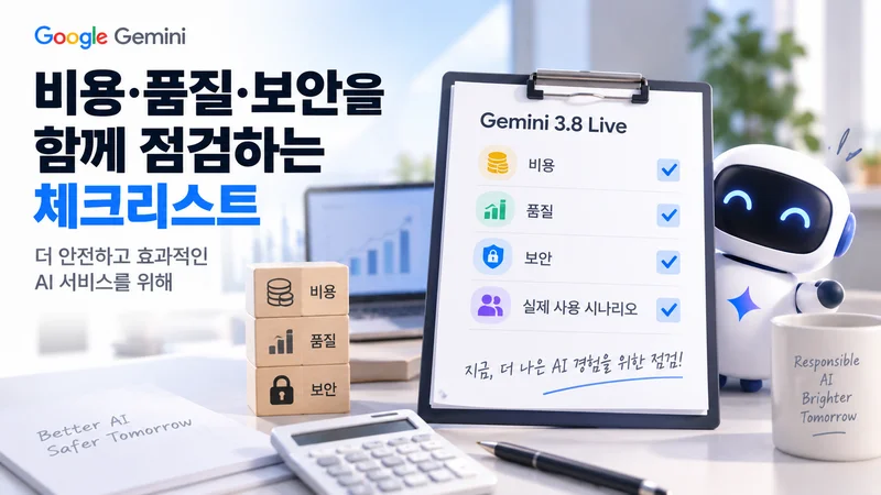 Gemini 3.8 Live 운영 전 비용·품질·보안과 실제 사용 시나리오를 함께 점검하는 체크리스트 이미지