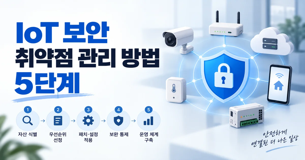 IoT 기기 자산과 네트워크 분리 구조를 보여주는 보안 관리 일러스트