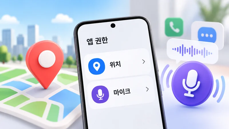 스마트폰 설정 화면에서 위치와 마이크 권한을 조정하는 모습