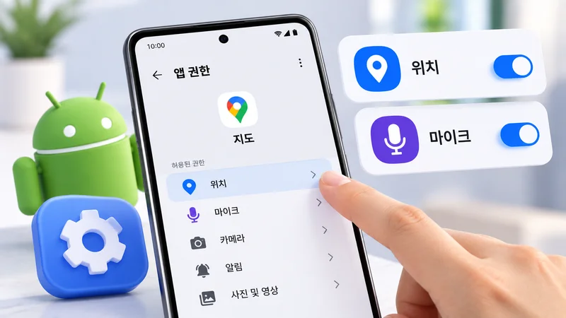 안드로이드 설정에서 앱별 위치·마이크 권한과 기기 전체 접근 상태를 확인하는 화면